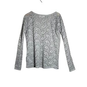 Abercrombie‎ & Fitch Gray Lace Sleeve Long Sleeve Top Size XS